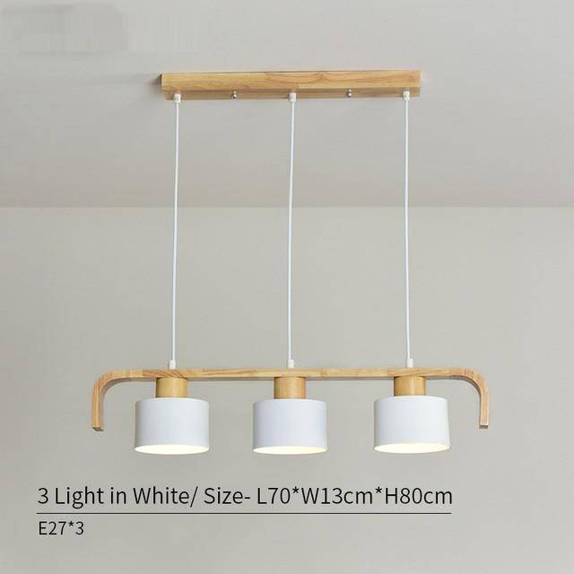 Suspension moderne à LED en bois et abat-jour (plusieurs couleurs)