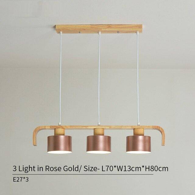 Suspension moderne à LED en bois et abat-jour (plusieurs couleurs)