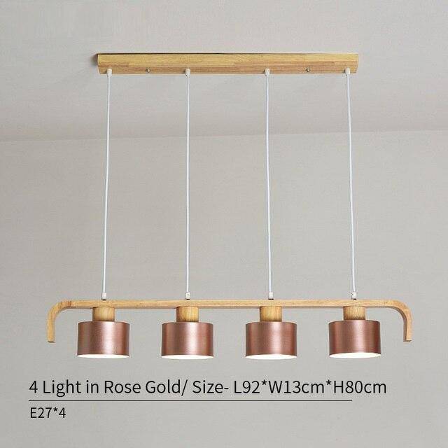 Suspension moderne à LED en bois et abat-jour (plusieurs couleurs)