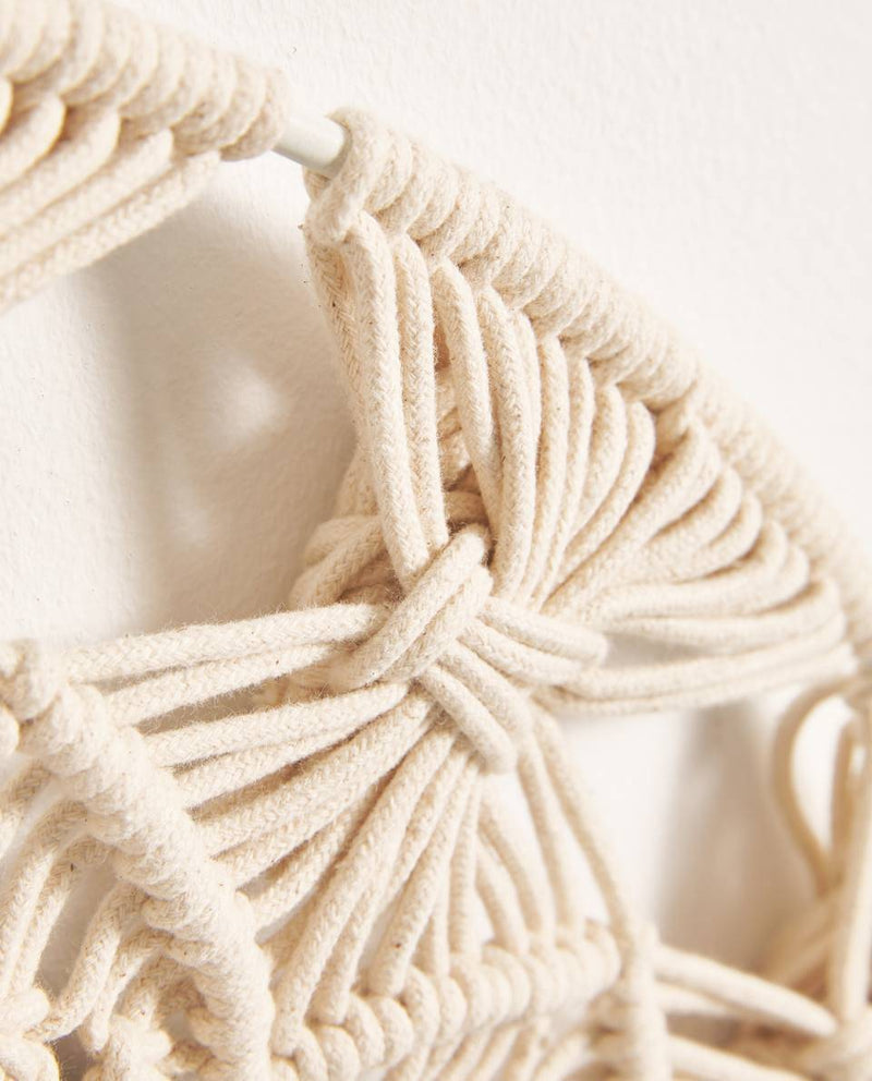 Miroir mural décoratif rond en tissu Macrame