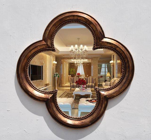 Miroir mural décoratif trèfle à 4 feuilles rétro