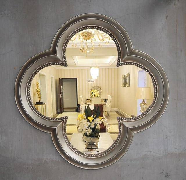 Miroir mural décoratif trèfle à 4 feuilles rétro