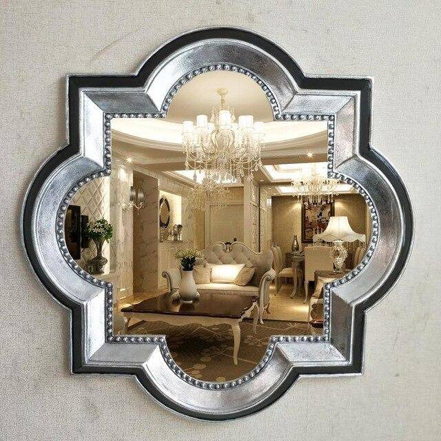 Miroir mural décoratif trèfle à 4 feuilles rétro