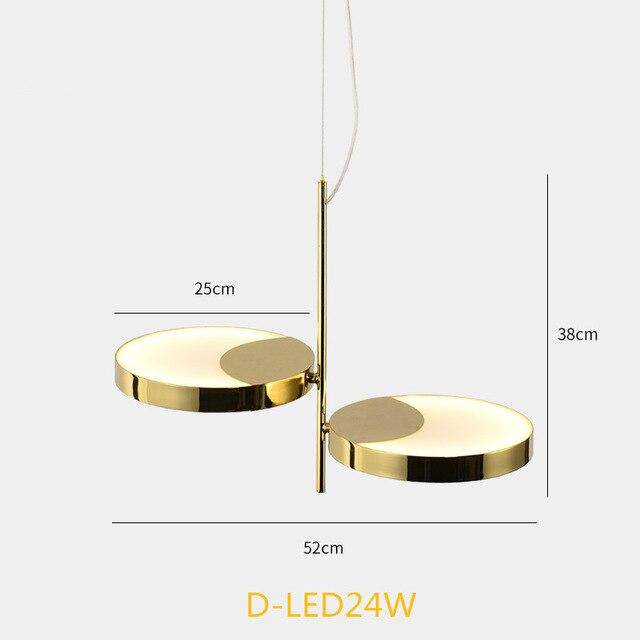 Suspension design LED aux formes arrondies dorées Créative