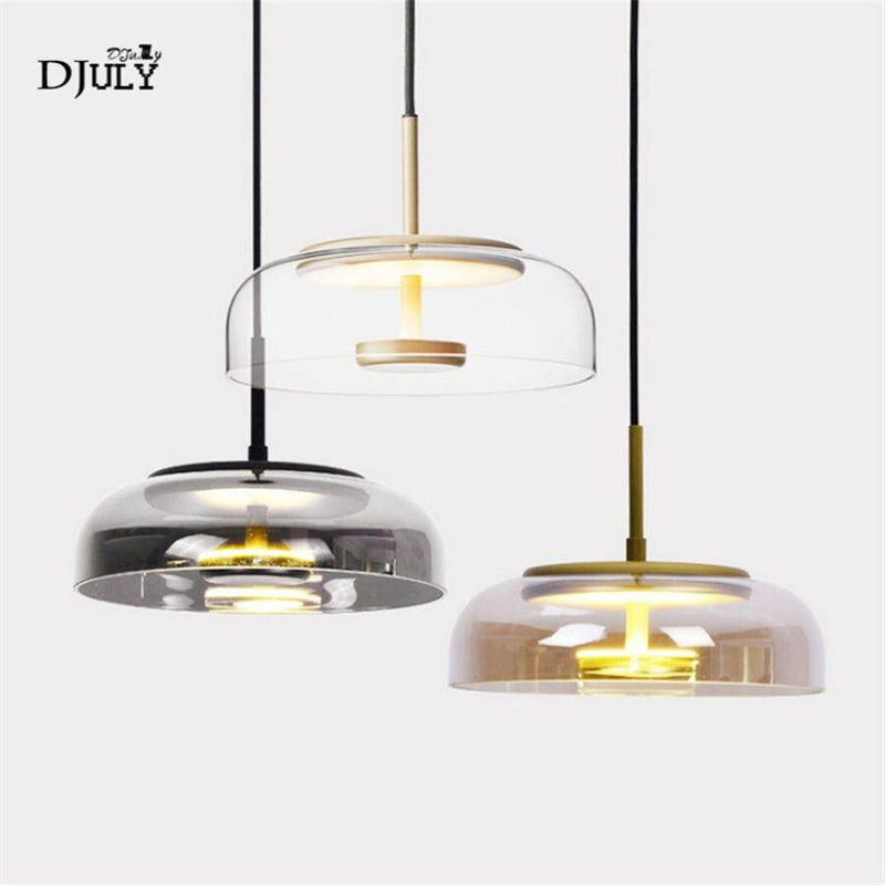 Suspension design à LED avec abat-jour en verre et finitions Luxury