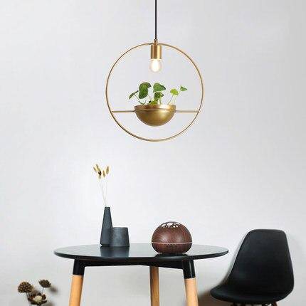 Suspension LED design cercle avec boule à plante Ring