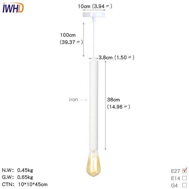 Suspension LED cylindre coloré avec lampe apparente