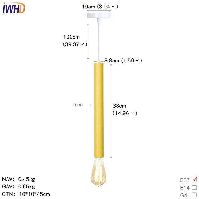 Suspension LED cylindre coloré avec lampe apparente