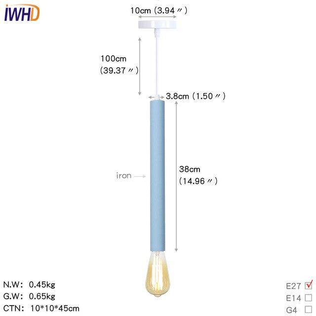 Suspension LED cylindre coloré avec lampe apparente
