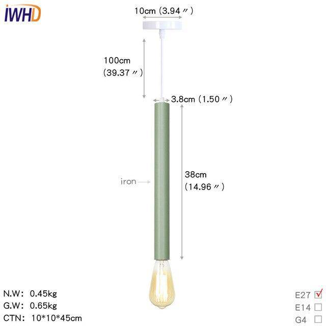 Suspension LED cylindre coloré avec lampe apparente