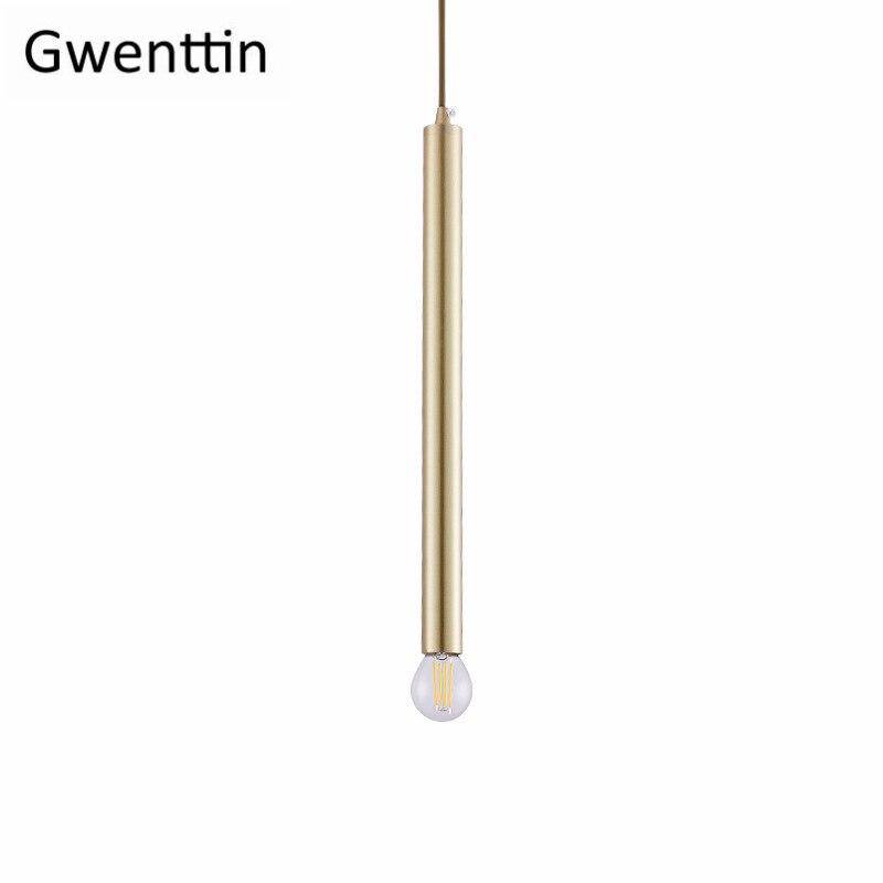 Suspension design cylindre doré à LED Simple