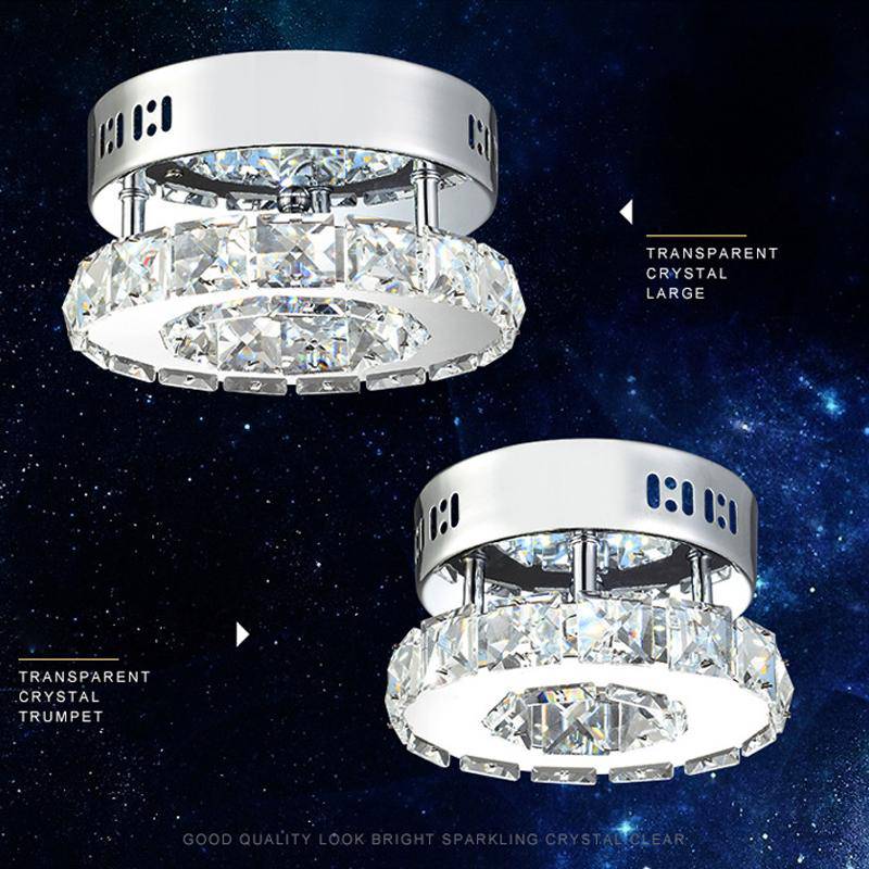 Plafonnier chromé LED en cristal rond Simple