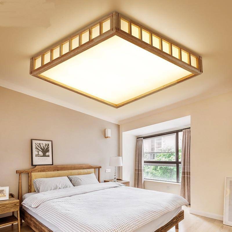 Plafonnier LED carré style japonais Tatami