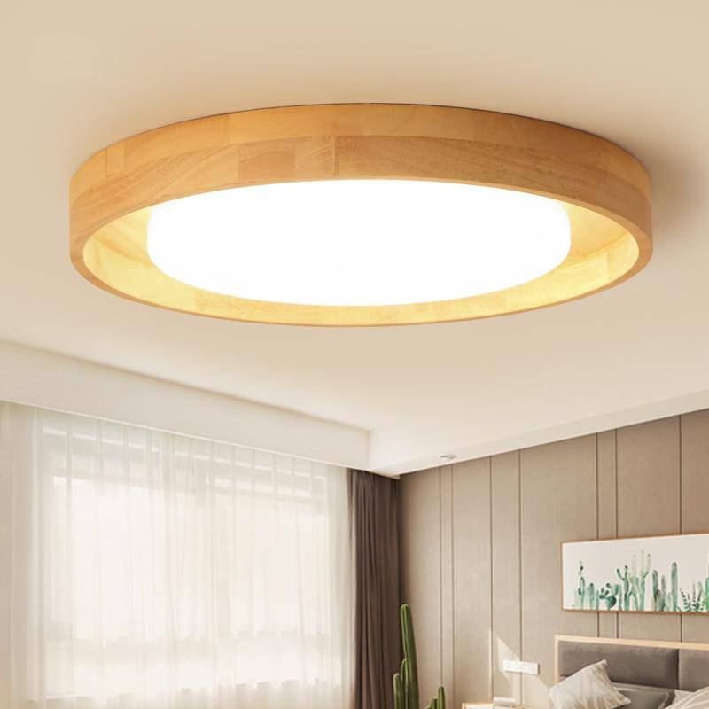 Plafonnier en bois à LED rond design Solid