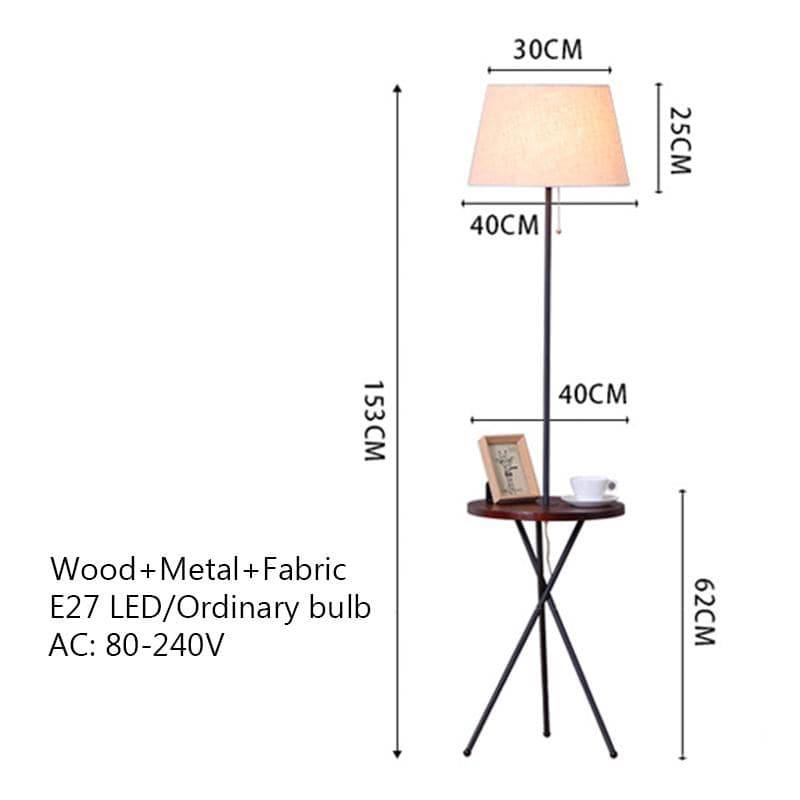 Lampadaire LED avec table avec abat-jour en tissu Coffee