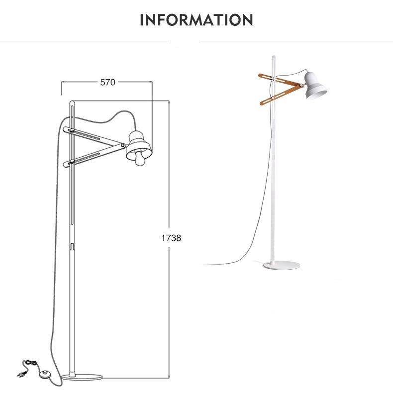 Lampadaire design ajustable avec deux épingles en bois Personality