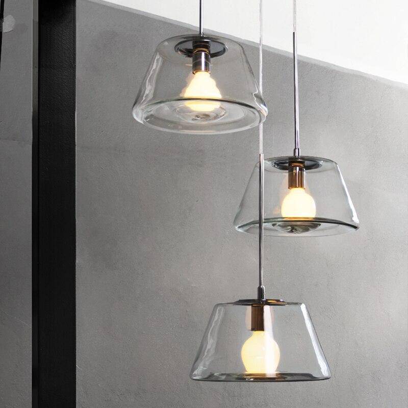 Suspension design en verre à LED triangle
