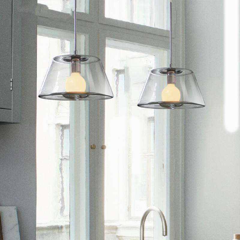 Suspension design en verre à LED triangle