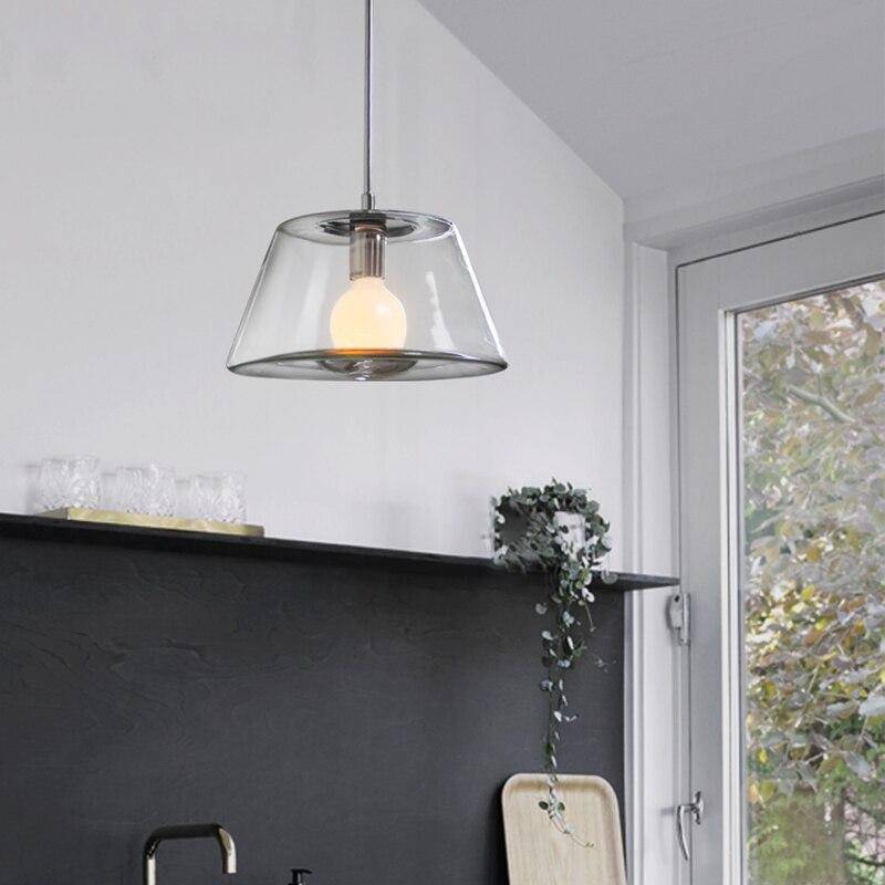Suspension design en verre à LED triangle