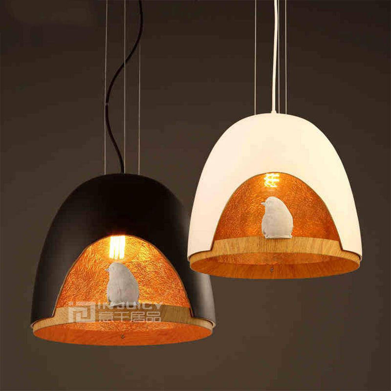 Suspension en bois et résine nid d'oiseau