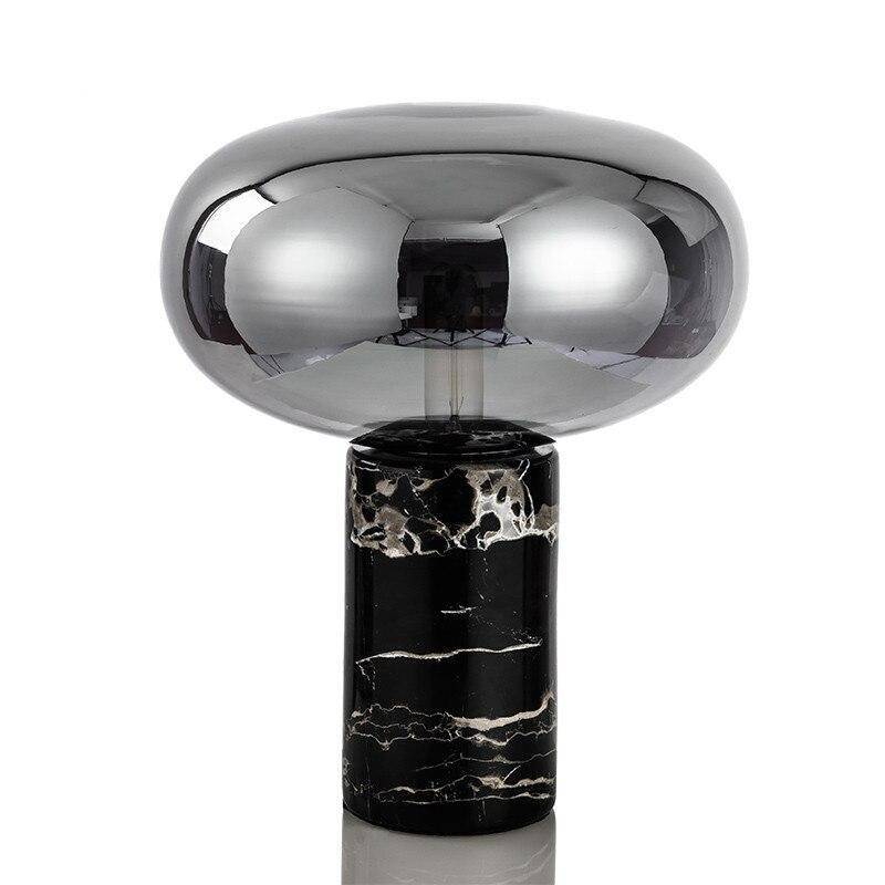 Lampe à poser LED en marbre et verre coloré Domino