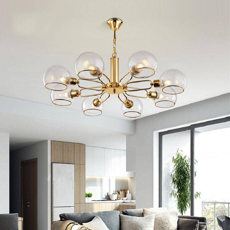 Lustre design moderne doré avec boules de verre Glass
