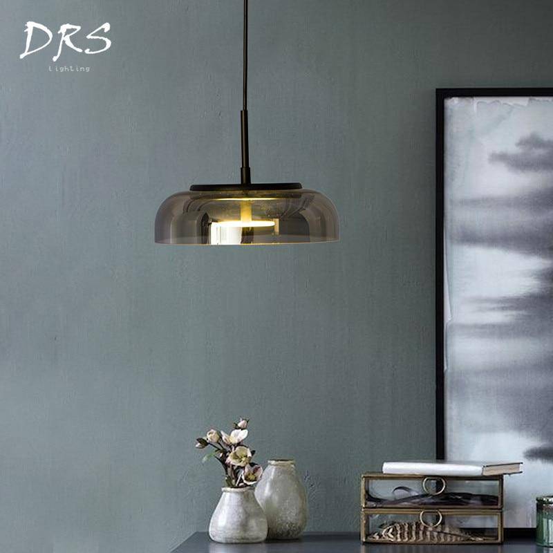 Suspension design à LED en verre arrondi Steel