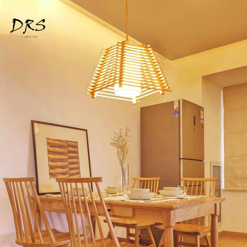 Suspension LED cage conique en bois