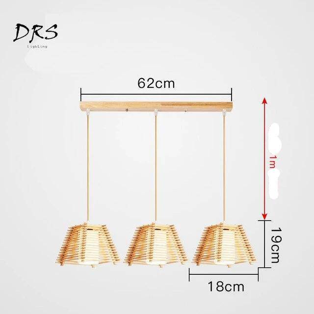 Suspension LED cage conique en bois