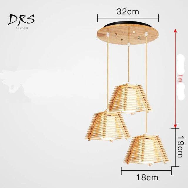 Suspension LED cage conique en bois