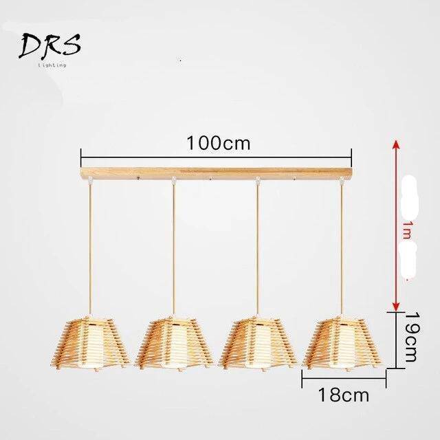Suspension LED cage conique en bois