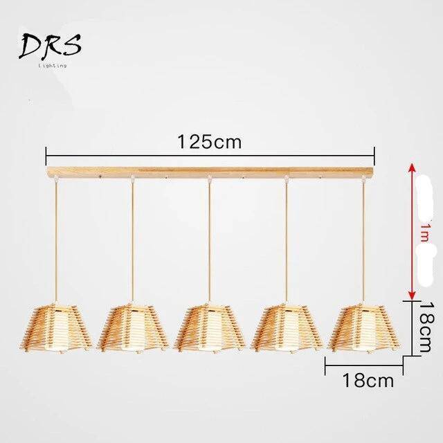 Suspension LED cage conique en bois
