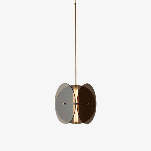 Suspension design à LED avec disques en verre fumé