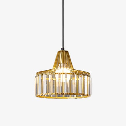 Suspension design avec abat-jour en verre ambré Cloarec