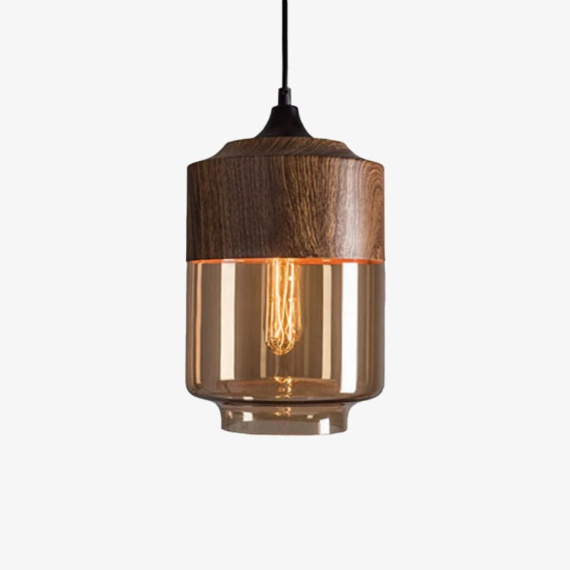Suspension design en bois et verre Loft Retro