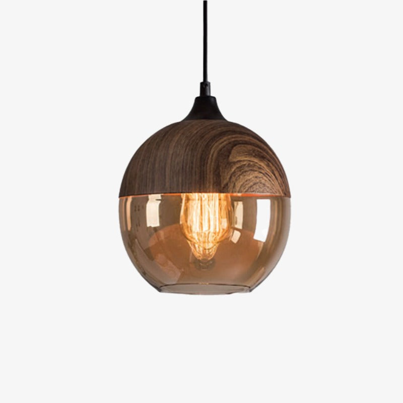 Suspension design en bois et verre Loft Retro