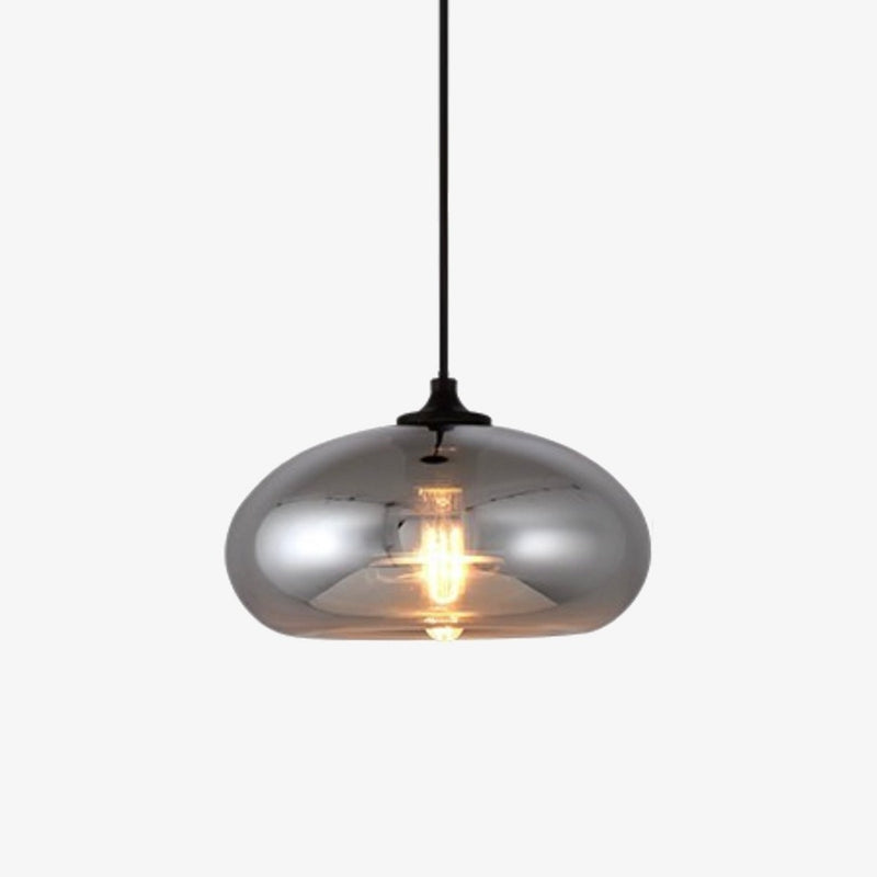 Suspension design LED aux formes arrondies en verre avec ampoule industrielle