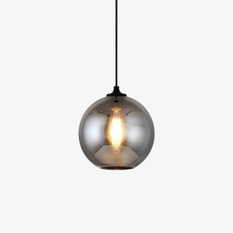Suspension design LED aux formes arrondies en verre avec ampoule industrielle