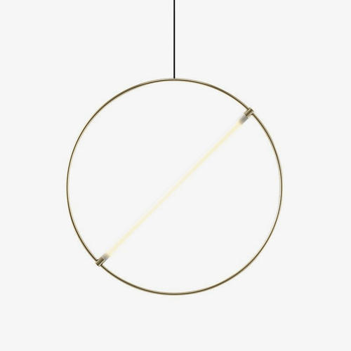 Suspension design LED avec cercle doré et tube lumineux Creative