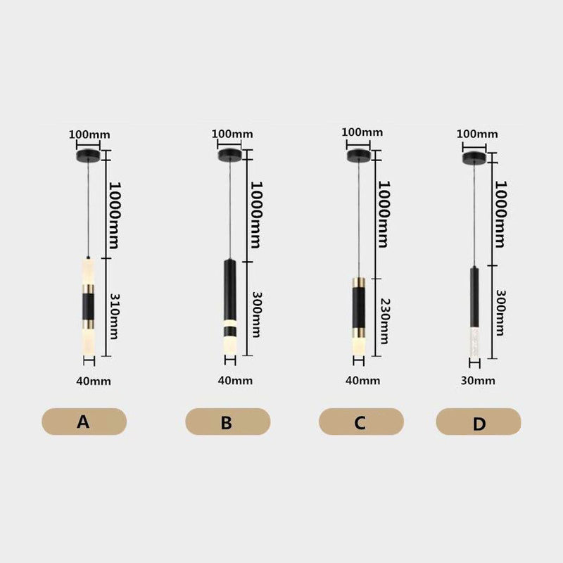 Suspension design LED cylindrique en métal et en verre Luisa