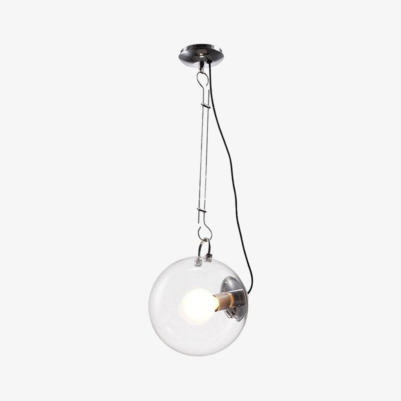 Suspension industrielle argentée avec globe en verre Irantzu