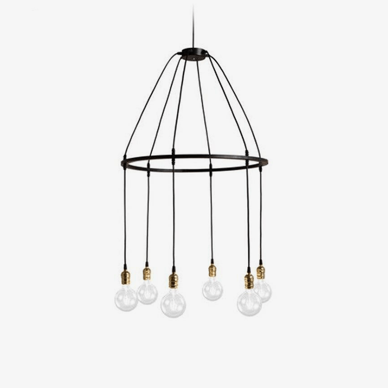 Suspension industrielle LED avec plusieurs ampoules rétro