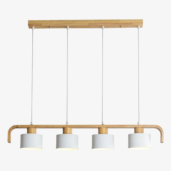 Suspension moderne à LED en bois et abat-jour (plusieurs couleurs)