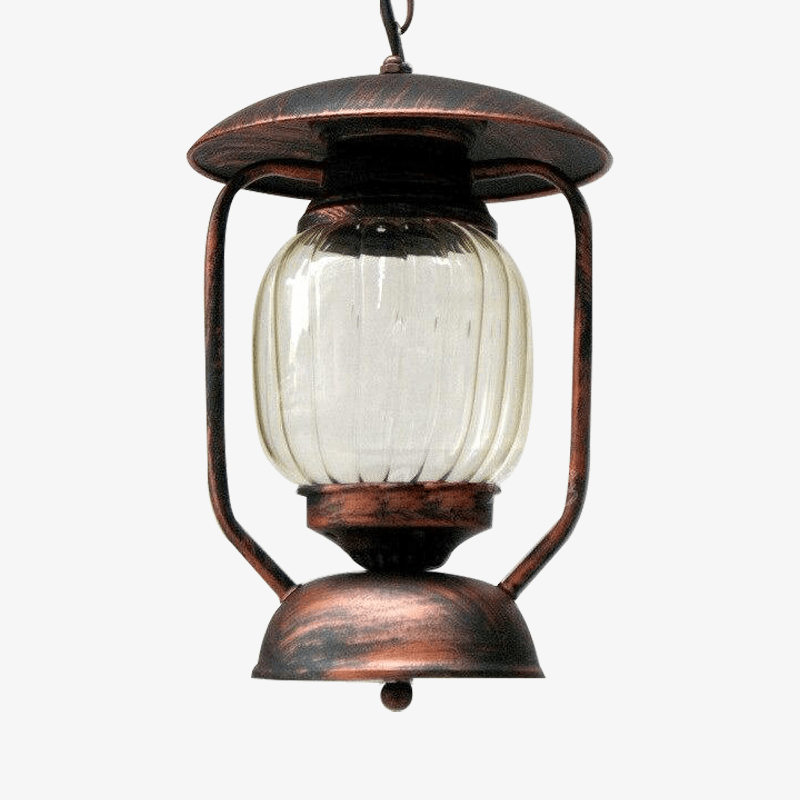 Suspension rétro LED en métal avec abat-jour en verre arrondi