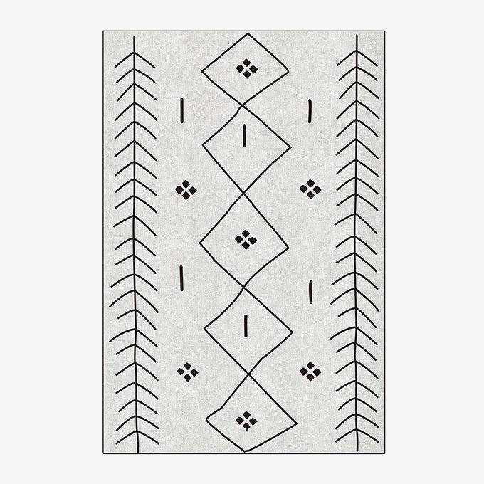 Tapis berbère rectangle à dessins noir et blanc Carlo