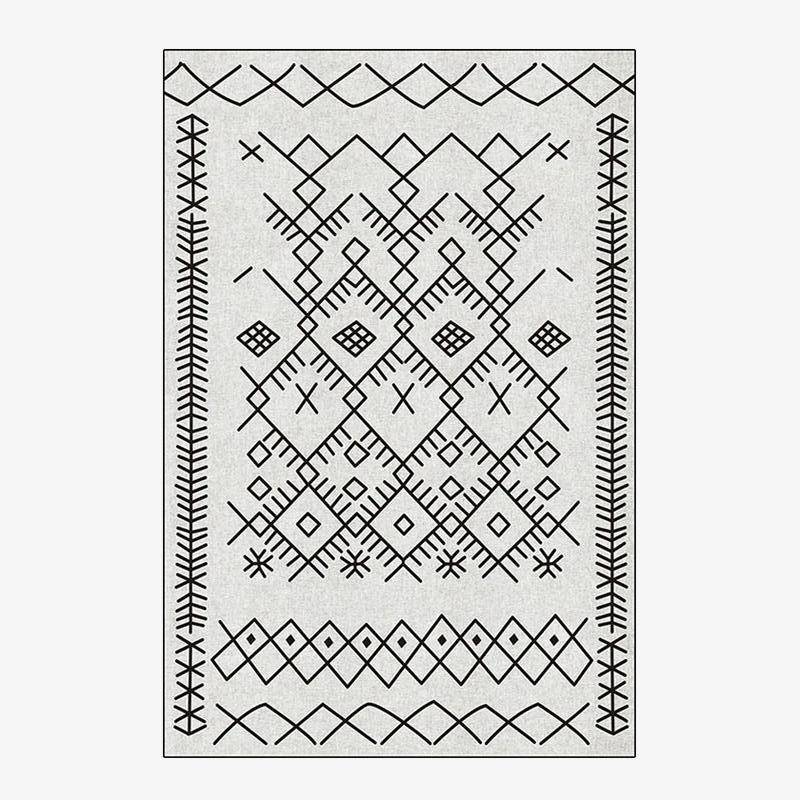 Tapis berbère rectangle à dessins noir et blanc Live