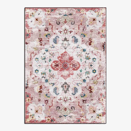Tapis persan au style vintage rose Persy E