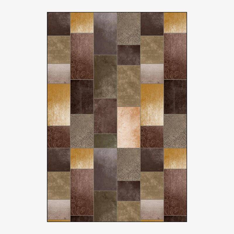 Tapis rectangle avec carrés aux tons marrons