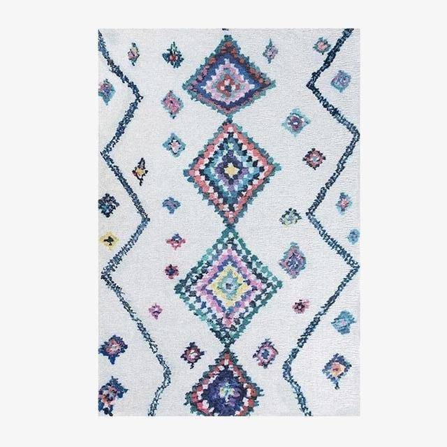 Tapis rectangle berbères blanc à motifs multicolores Sala B