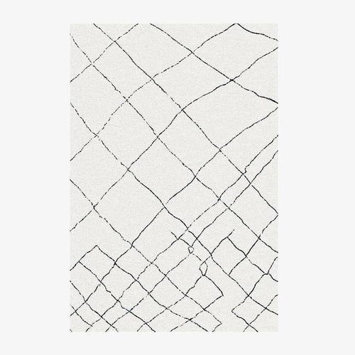 Tapis rectangle berbères blanc à motifs noirs Sala C